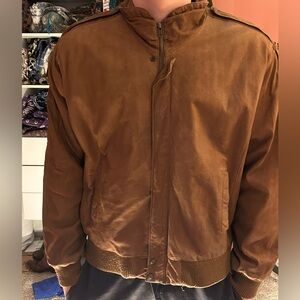 Brown leather bomber Jacket